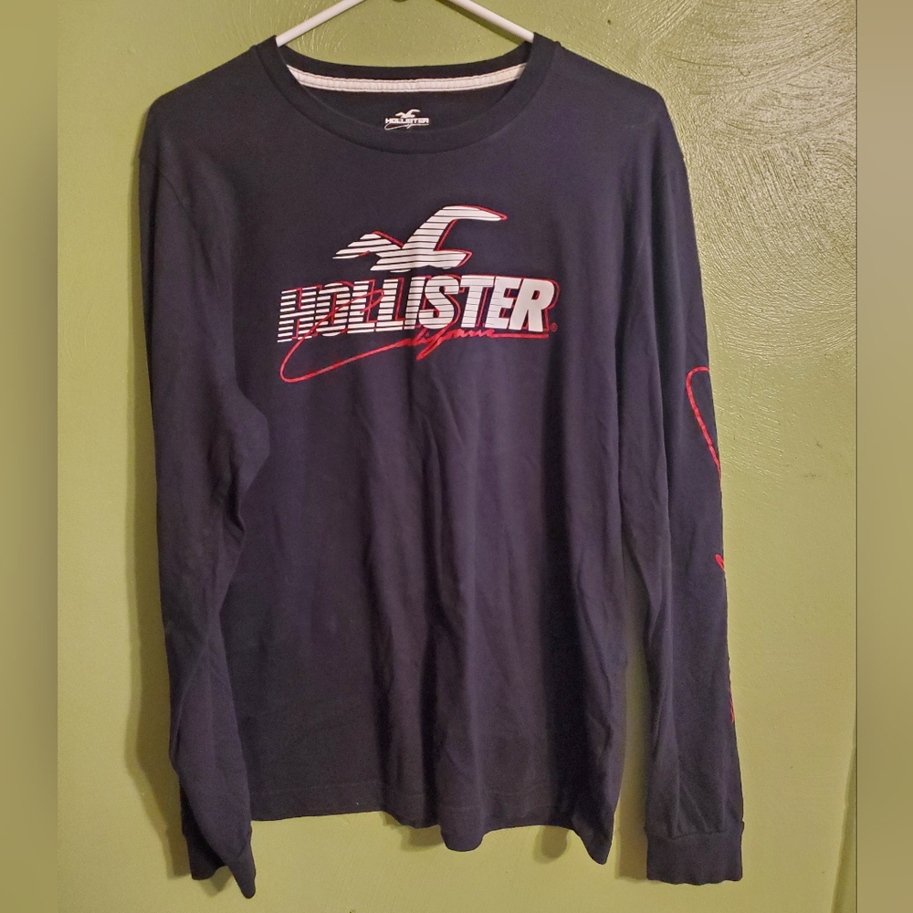 Hollister mens L long sleeve black T Shirt